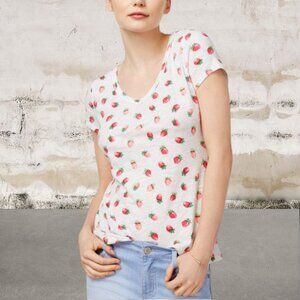 Maison Jules Women's Cotton Strawberry-Print T-Shirt Size Large